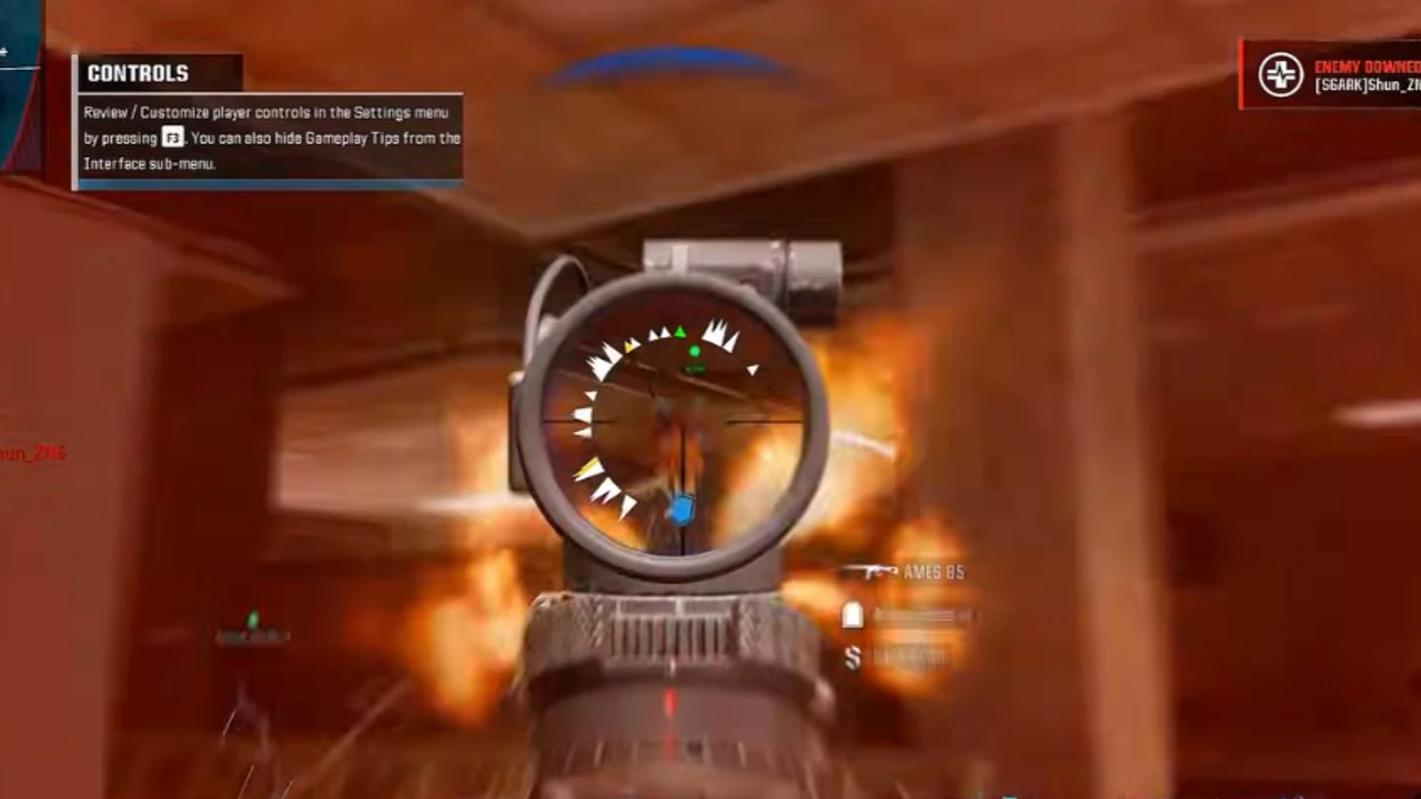 Warzone gameplay — scope ADS mid-fight indoor